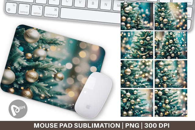 Mouse Pad Christmas Tree Bokeh Sublimation artnoy 