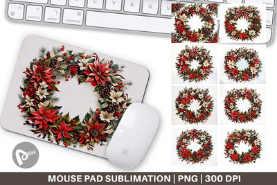 Mouse Pad Christmas Wreath Sublimation artnoy 