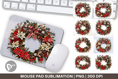 Mouse Pad Christmas Wreath Sublimation artnoy 