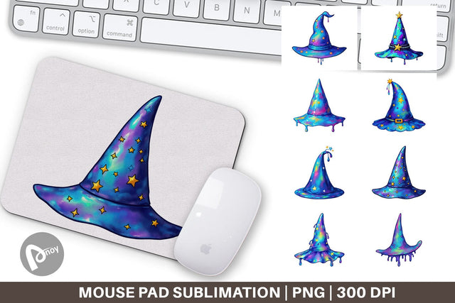 Mouse Pad Chrome Star Witch Hat Sublimation artnoy 