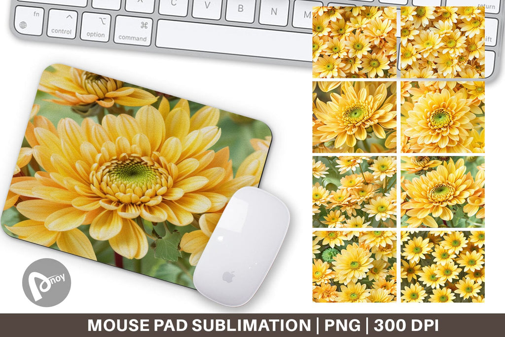 Mouse Pad Chrysanthemum Pattern - So Fontsy