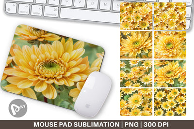 Mouse Pad Chrysanthemum Pattern Sublimation artnoy 