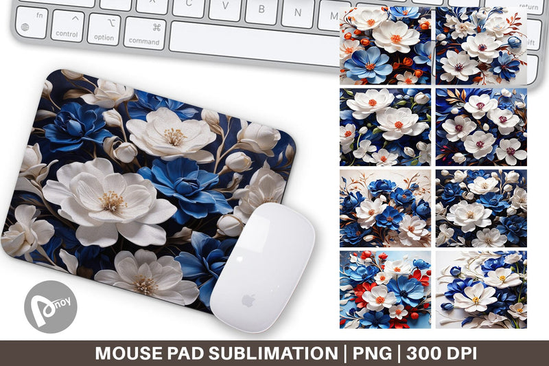 Mouse Pad Cobalt Flower Sublimation artnoy 