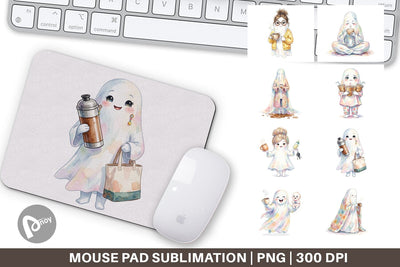 Mouse Pad Coffee Lover Mom Ghost Sublimation artnoy 