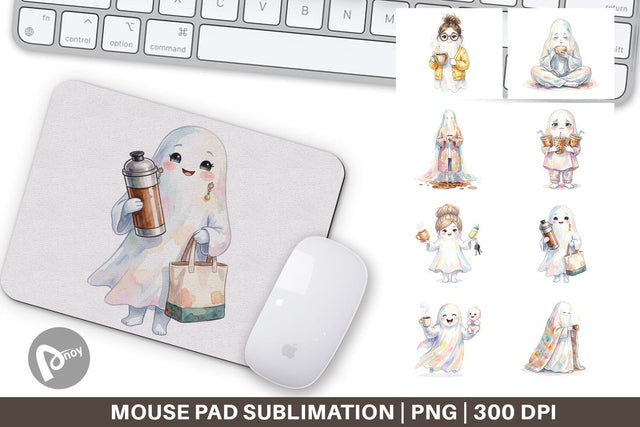 Mouse Pad Coffee Lover Mom Ghost Sublimation artnoy 