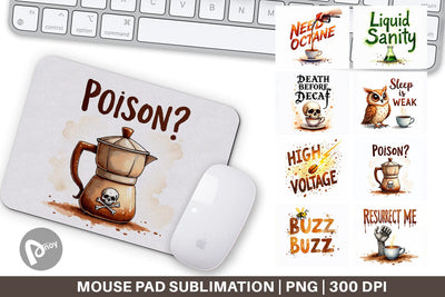 Mouse Pad Coffee Skull Humor Sarcastic Quotes Sublimation artnoy 