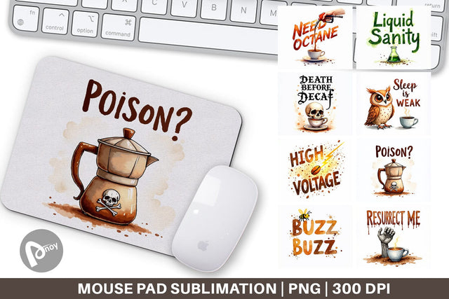 Mouse Pad Coffee Skull Humor Sarcastic Quotes Sublimation artnoy 