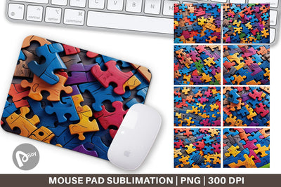 Mouse Pad Colorful Puzzle Pieces Sublimation artnoy 