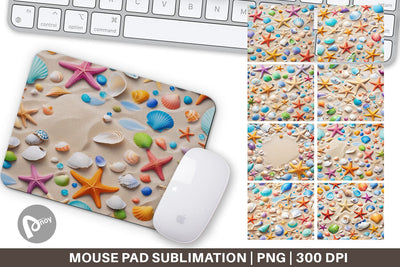 Mouse Pad Colorful Seashells Sublimation artnoy 