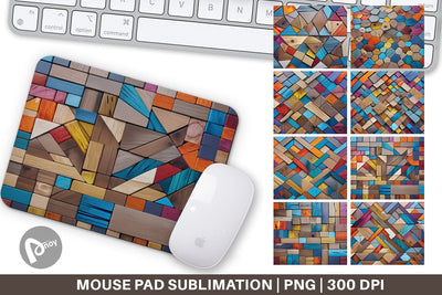 Mouse Pad Colorful Wood Mosaic Sublimation artnoy 