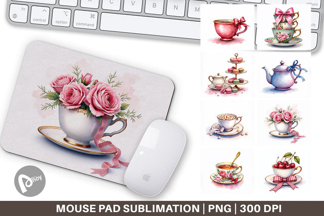 Mouse Pad Coquette Teacups Sublimation artnoy 