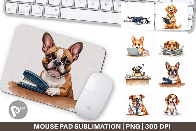 Mouse Pad Corporate Canines Sarcastic Office Dog Watercolors Sublimation artnoy 