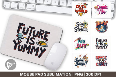 Mouse Pad Cosmic Cravings 80s Retro Kawaii Space Quotes Sublimation artnoy 
