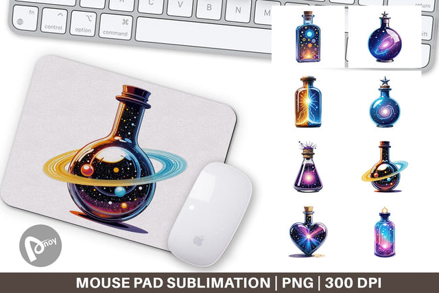Mouse Pad Cosmic Potion Bottles Sublimation artnoy 