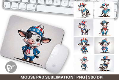 Mouse Pad Cow 4th of July Sublimation artnoy 