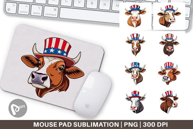 Mouse Pad Cow Patriotic Sublimation artnoy 