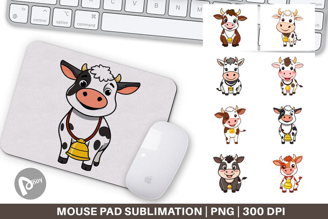 Mouse Pad Cow with Bell Sublimation artnoy 