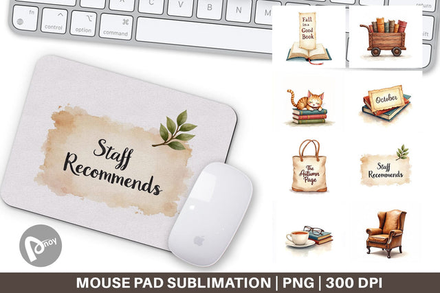 Mouse Pad Cozy Autumn Bookstore Sublimation artnoy 