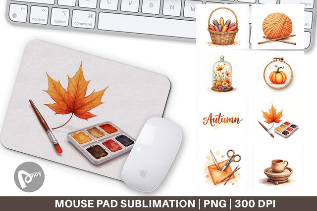 Mouse Pad Cozy Autumn Crafting Sublimation artnoy 