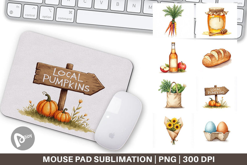 Mouse Pad Cozy Fall Farmers Market Sublimation artnoy 