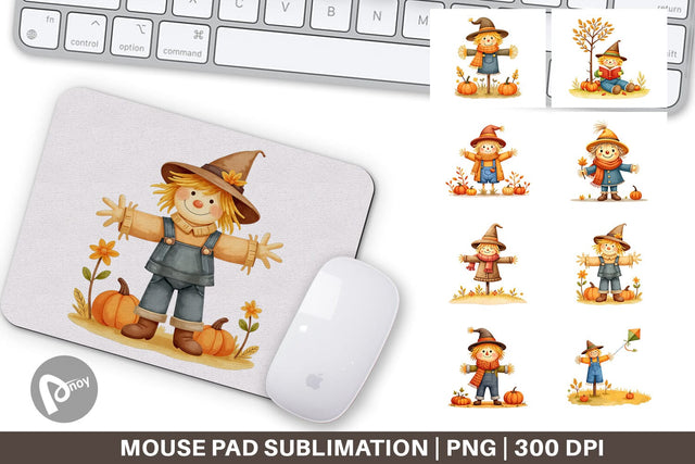Mouse Pad Cozy Little Scarecrows Sublimation artnoy 