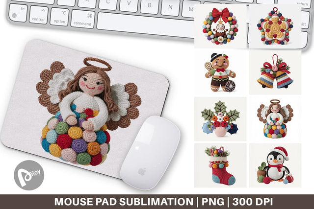 Mouse Pad Crochet Christmas Sublimation artnoy 
