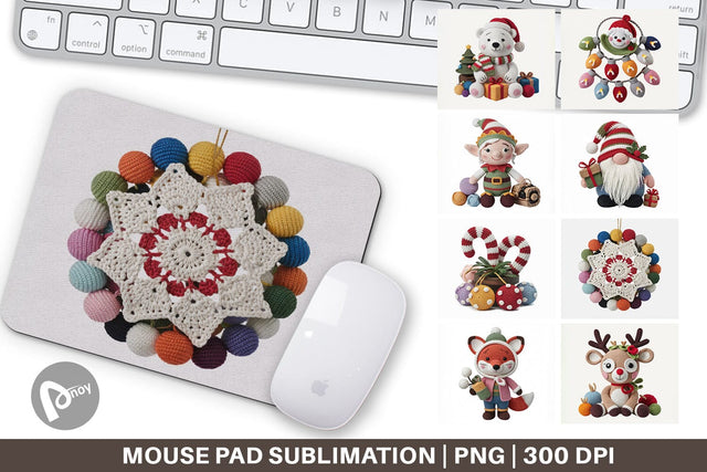 Mouse Pad Crochet Christmas Sublimation artnoy 