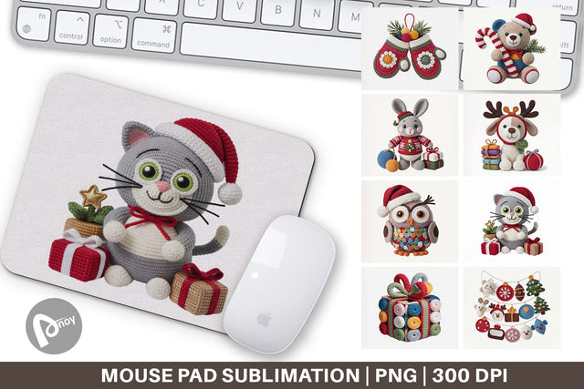 Mouse Pad Crochet Christmas Sublimation artnoy 