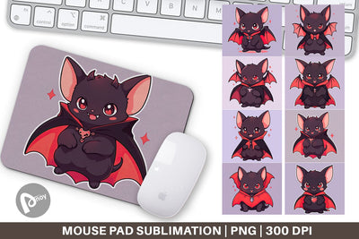 Mouse Pad Cute Bat Halloween Sublimation artnoy 