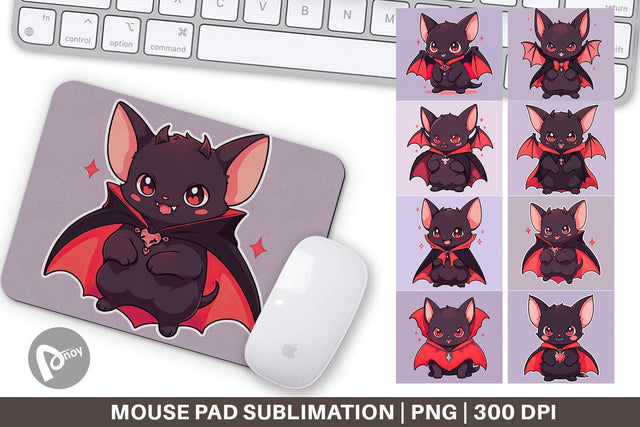 Mouse Pad Cute Bat Halloween Sublimation artnoy 