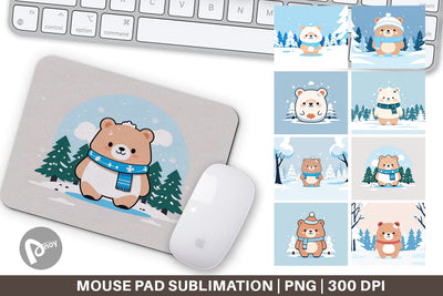 Mouse Pad Cute Bear Winter Sublimation artnoy 