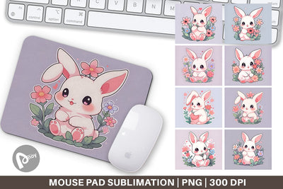 Mouse Pad Cute Bunny Illustration Sublimation artnoy 