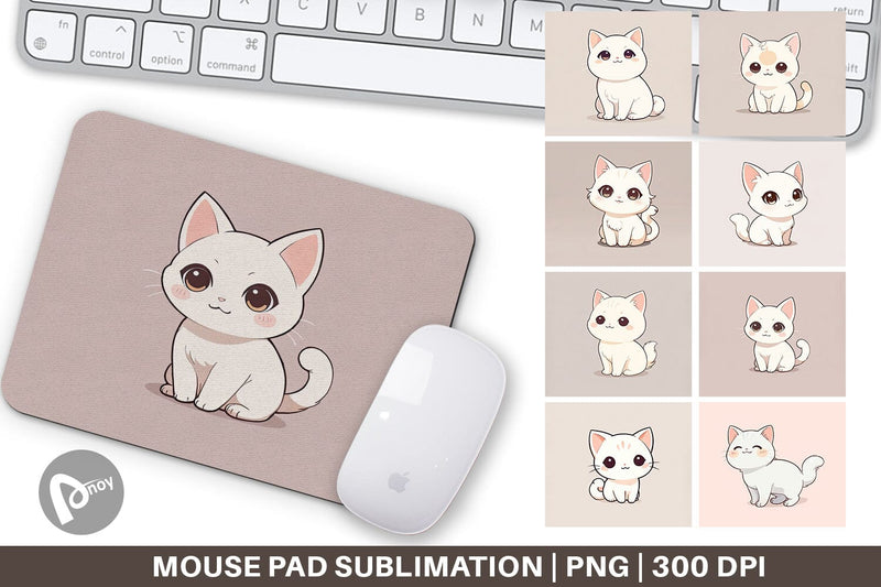 Mouse Pad Cute Cartoon Cat Sublimation artnoy 