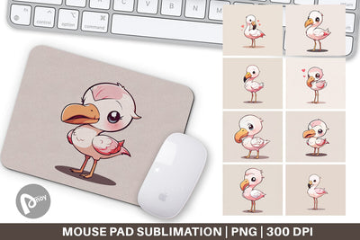 Mouse Pad Cute Cartoon Flamingo Sublimation artnoy 