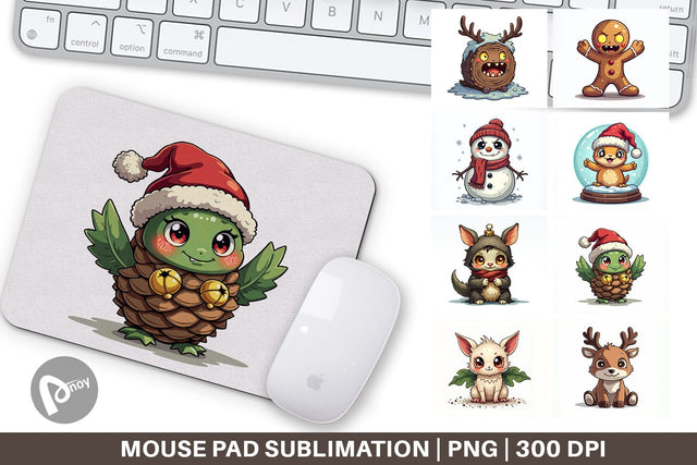 Mouse Pad Cute Christmas Characters Sublimation artnoy 