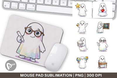 Mouse Pad Cute Classroom Teacher Ghost Sublimation artnoy 