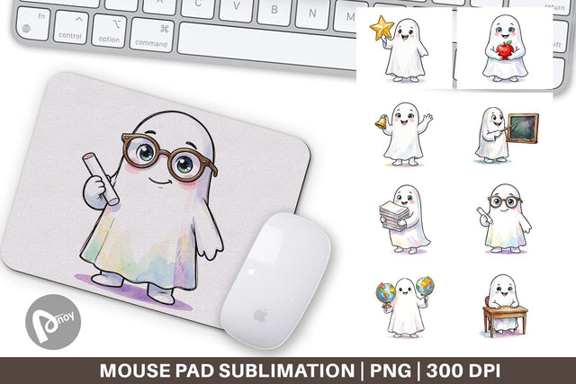 Mouse Pad Cute Classroom Teacher Ghost Sublimation artnoy 