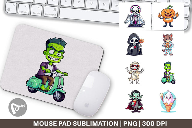 Mouse Pad Cute Creepy Characters Sublimation artnoy 