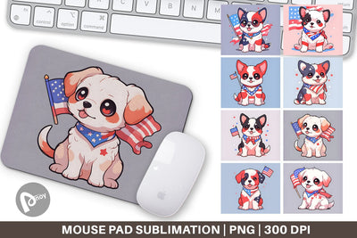 Mouse Pad Cute Dog Patriotic Sublimation artnoy 