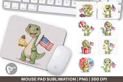 Mouse Pad Cute Firework Sparkler Dino Watercolor Sublimation artnoy 