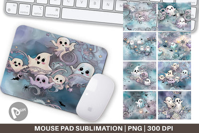 Mouse Pad Cute Ghost Pattern Sublimation artnoy 