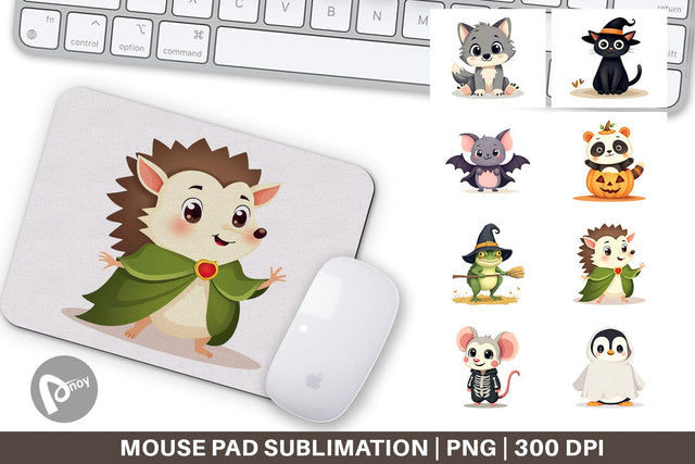 Mouse Pad Cute Halloween Animals Sublimation artnoy 