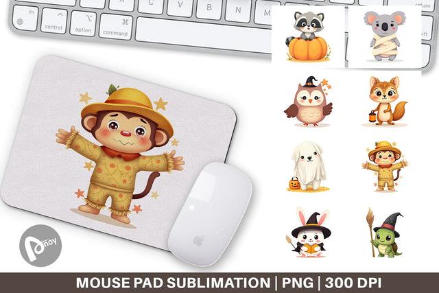 Mouse Pad Cute Halloween Animals Sublimation artnoy 