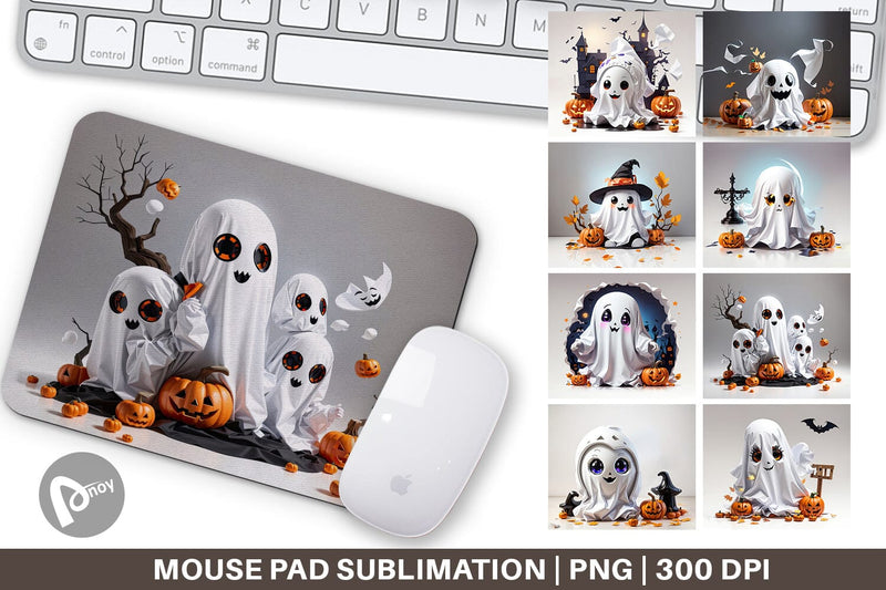 Mouse Pad Cute Halloween Ghost Sublimation artnoy 