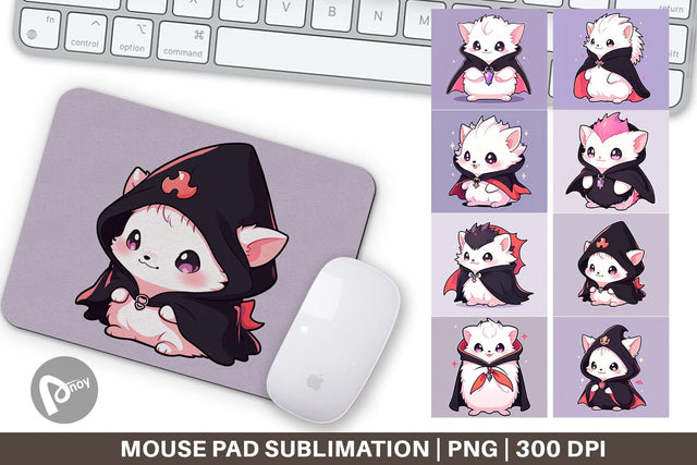 Mouse Pad Cute Hedgehog Halloween Sublimation artnoy 