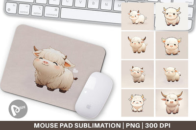 Mouse Pad Cute Highland Cow Sublimation artnoy 