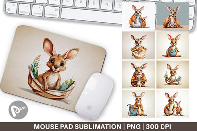 Mouse Pad Cute Kangaroo Sublimation artnoy 