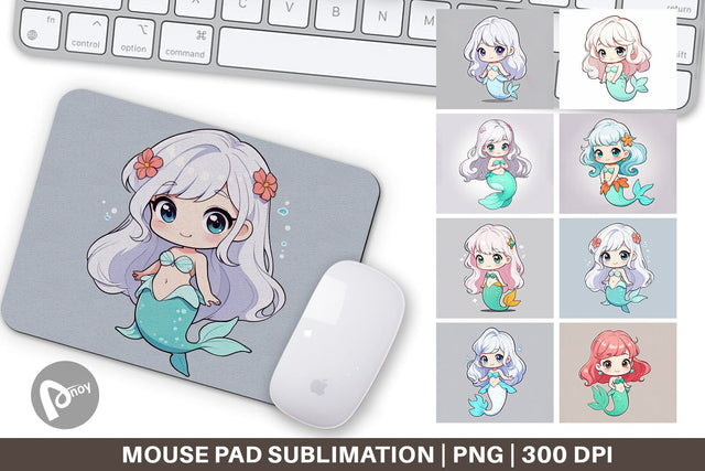 Mouse Pad Cute Little Mermaid Sublimation artnoy 