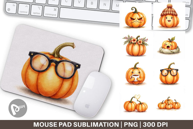 Mouse Pad Cute Pumpkin Faces Sublimation artnoy 