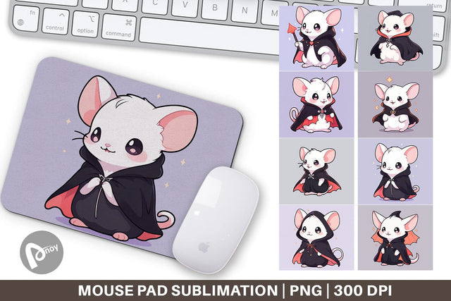 Mouse Pad Cute Rat Halloween Sublimation artnoy 